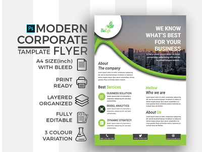 Corporate Flyer a4 advertisement agency clean corporate flyer creative green