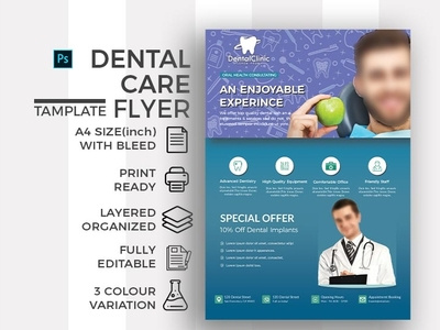 Dental flyer template dental care dental clinic dentist doctor hospita