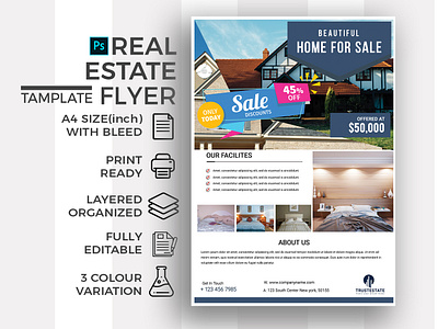 Real Estate flyer interior design property agency property agent property repair real estate broker realtor and negotiator renovation salesman
