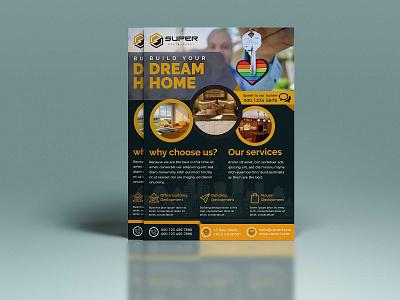 Real estate flyer template advertisement agency illustration
