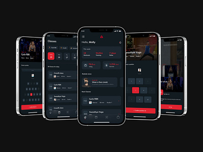 Reebok Sports Club App Redesign cards clean dark mode fitness gym gym app reservations ui workout