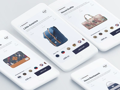 Herschel online store backpack clean ecommerce light product sketch ui