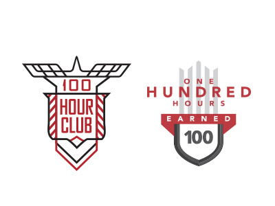 100 Hours 100 athletic club crest fitness gym hour shield sports typography