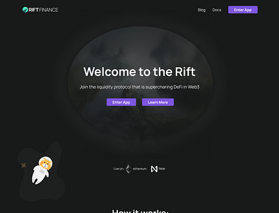 Rift finance re-design branding crypto cryptocurrency dapps defi landing page mobile responsive ui web design web3