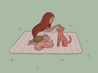 Summer Picnic character color cute design dogs illustration