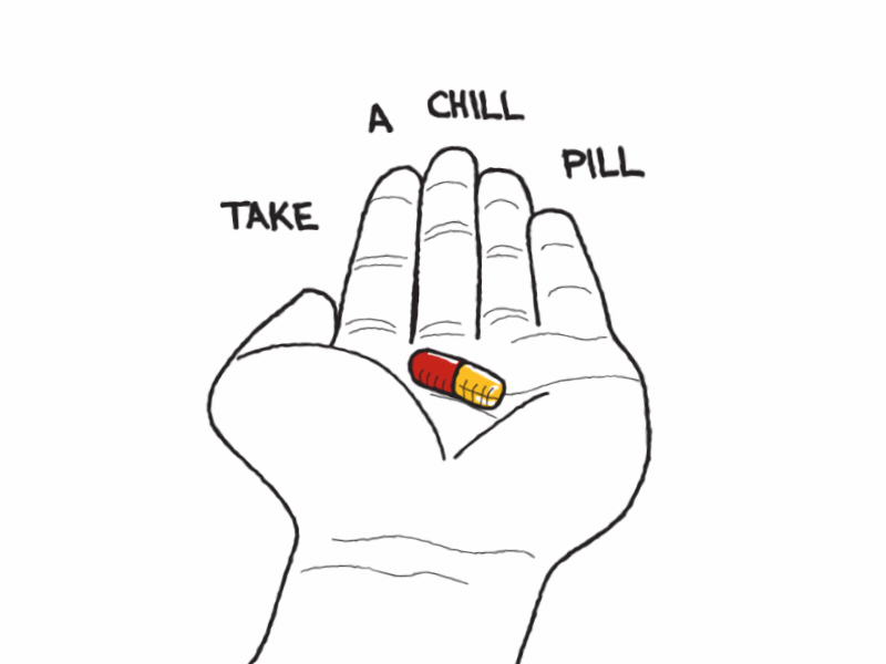 Take a chill pill animation chill hand illustration minimal motion graphics pill sketch