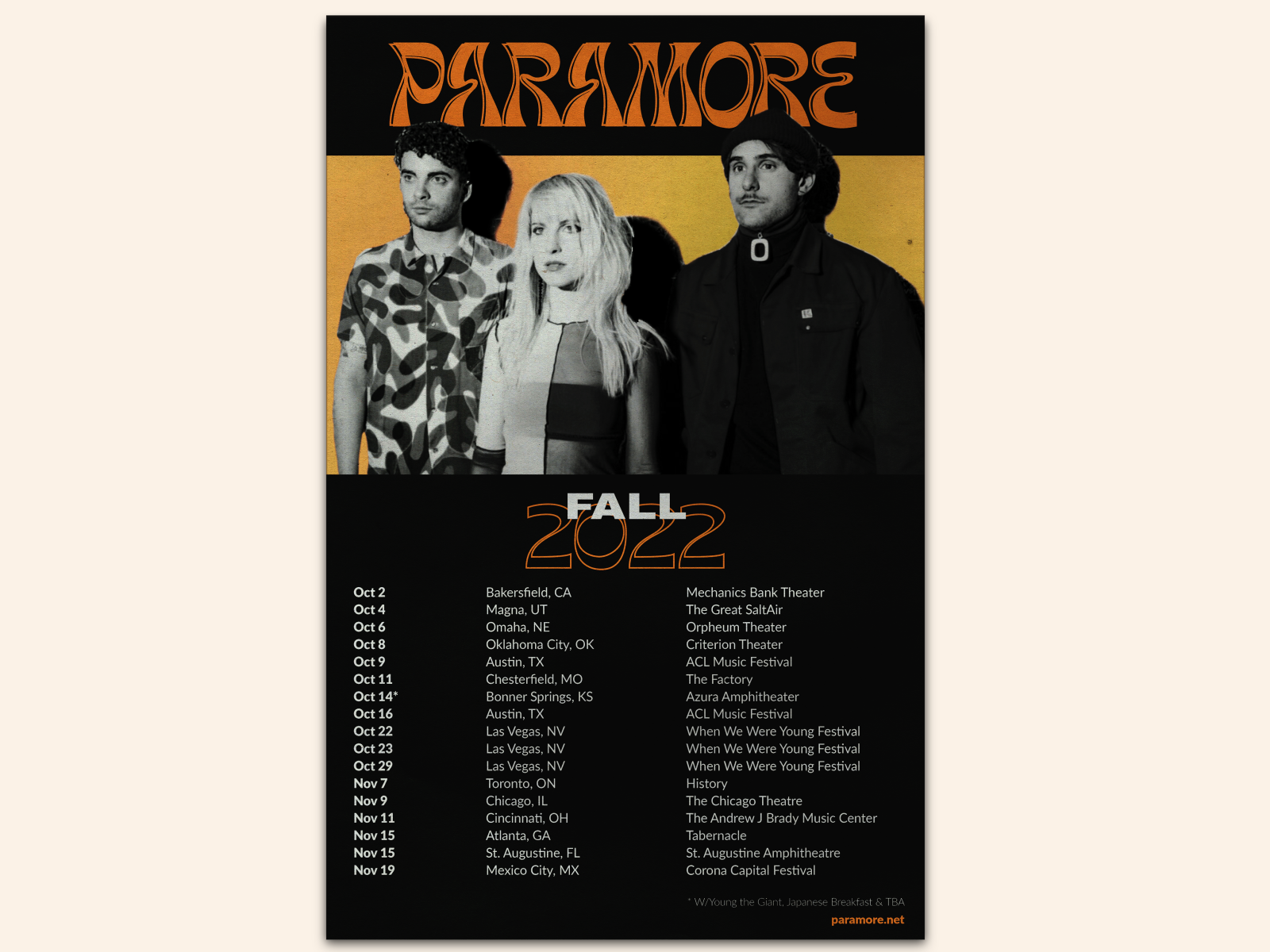 Paramore tour poster redesign by Vanessa Gaspard on Dribbble