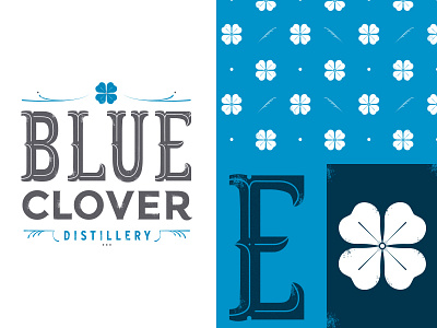 Blue Clover Distillery blue branding clovers distiller dutch irish logo