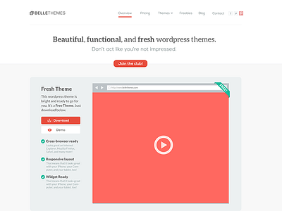 homepage web design club design flat homepage layout red theme themes ui wordpress