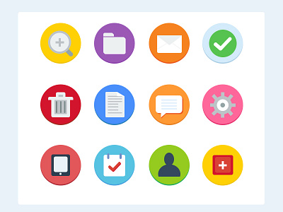 12 Flat Icons - Free 12 calendar checkmark comment email envelope flat folder free icons ipad magnify psd trash