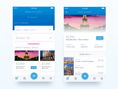Travel Mobile App android blue flight flight app ios minimal mobile mobile app modern travel trip trip app