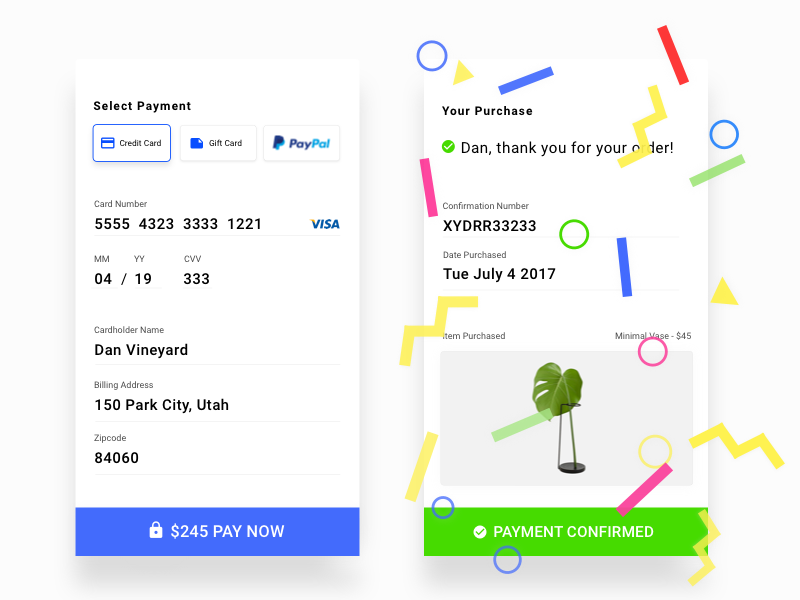 Purchase Congrats UI mobile ecommerce purchase ui ux design app design minimal congrats clean