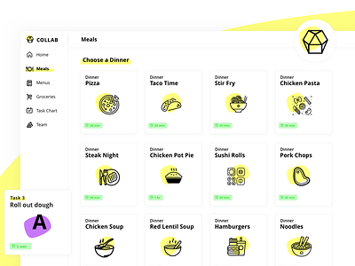 Web App UI - Collab app dashboard design food meal menu ui user interface ux visual design web app