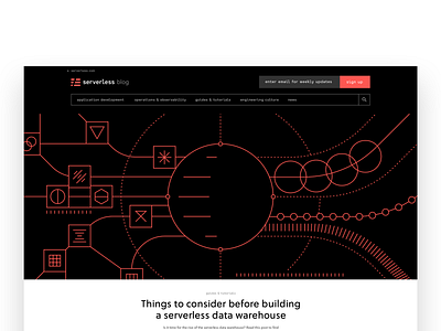 Serverless blog headers blog branding connection dynamic flat graphic identity illustration interactive layout logo minimal mobile responsive structure typography ui vector web website