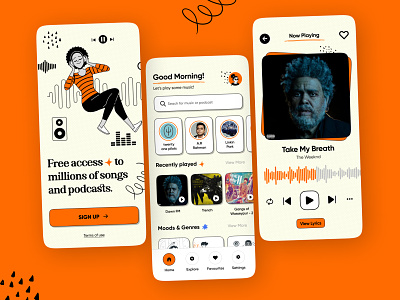 Music and Podcast app UI app appdesign design mobile music musicapp podcast podcastapp popart typography ui ux