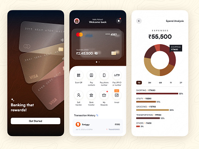 Banking and Payments App UI app appdesign banking banking app design digital banking digital payments figma glassmorphism india mobile payment app payments squares and circles ui ui design ux
