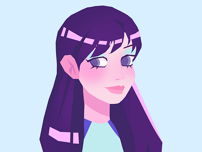 smile girl blue character design designer、photoshop girl illustration purple woman