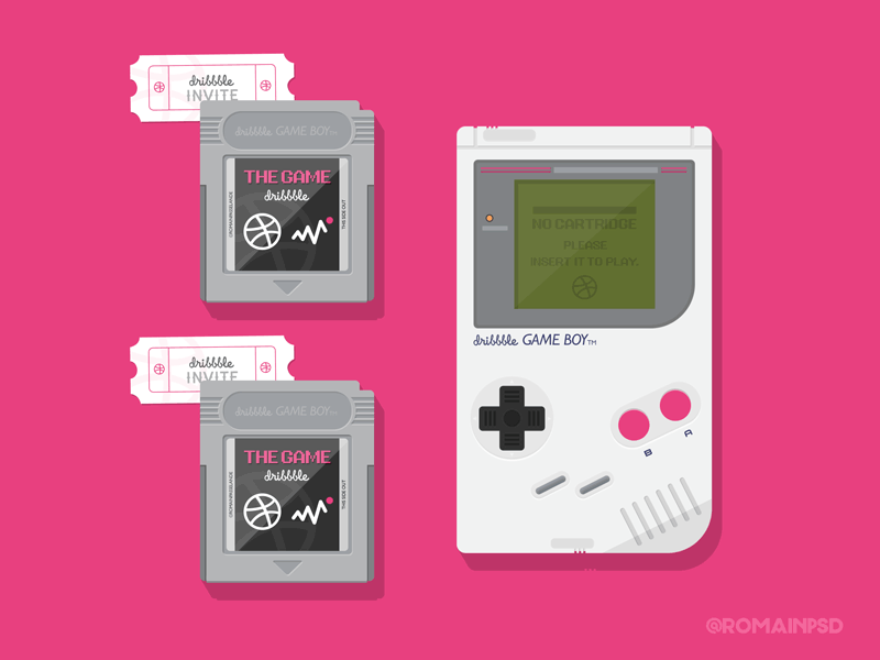 Dribbble Invite Giveaway x2 animation draft dribbble game gameboy invitation invitations invite invites player