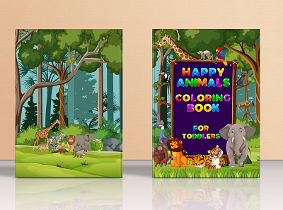 HAPPY ANIMALS COLORING BOOK FOR TODDLERS activity design for kdp amazon coloring book interior design for kdp kindlecover paperbackcover seflpublishing