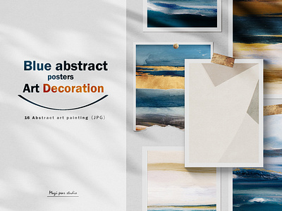 Abstract painted wall art set. Posters, carpets, prints. Digital card