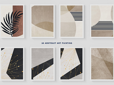 Abstract painted wall art set. Posters, carpets, prints. Digital card