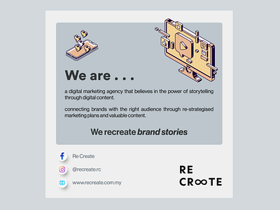 We are RECREATE animation branding graphic design logo motion graphics social media content