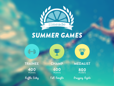 Limeade Summer Games dumbbell games levels lime medal olive wreath olympics ribbon summer trophy water weight