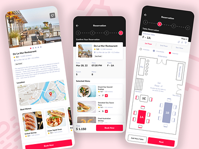 Restaurant / Table Reservation Mobile App app design ui ux