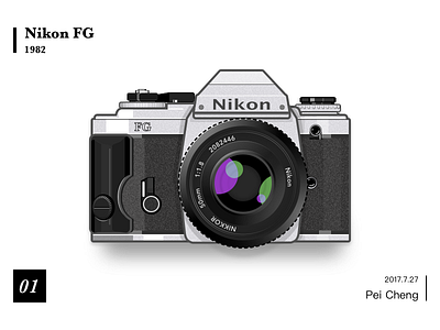 film camera Nikon FG camera icon illustration realistic retro