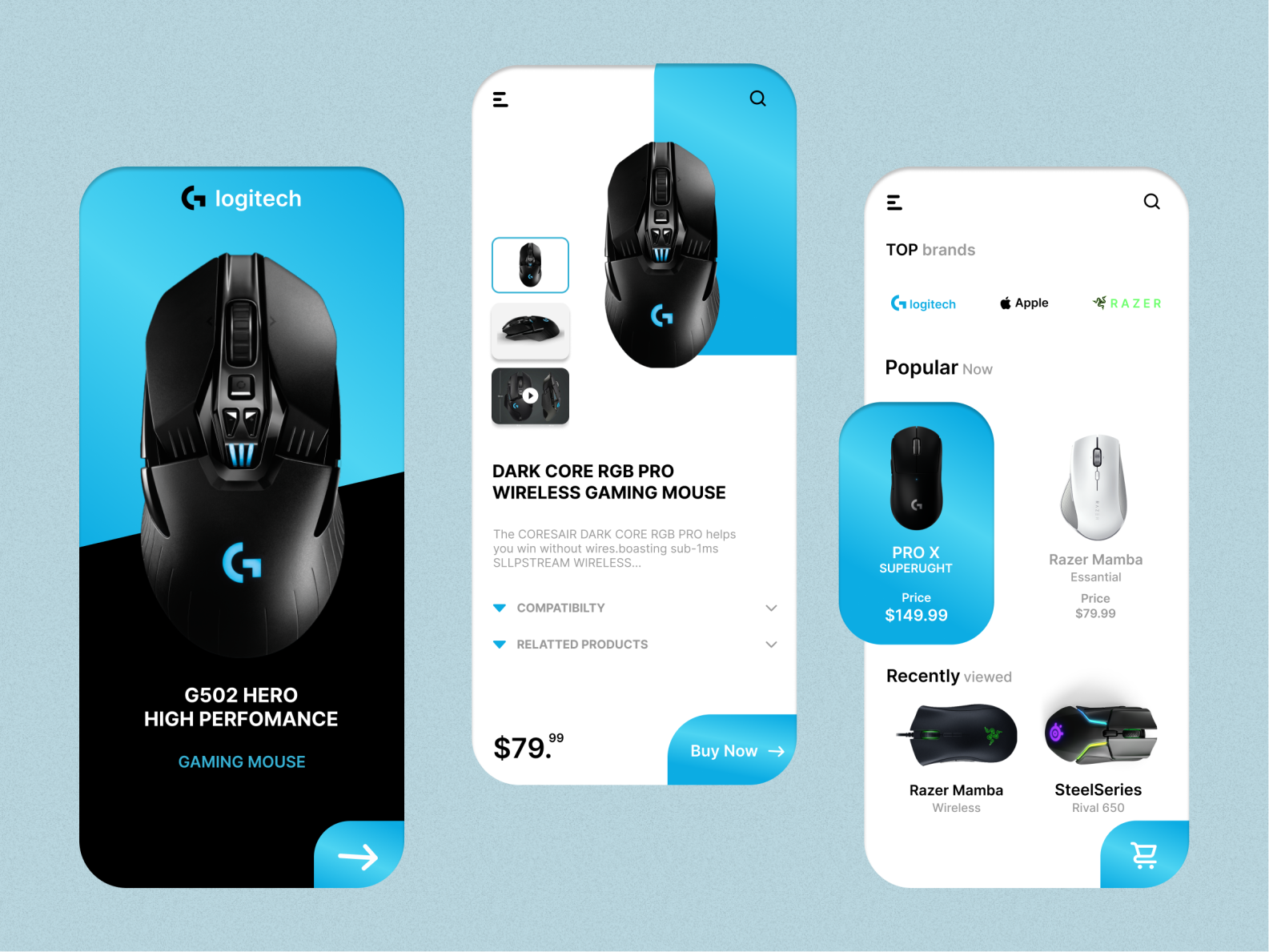 Gaming Mouse App Ui by jigna lathiya on Dribbble