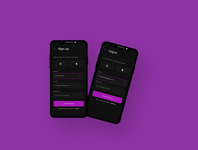 Log in app design graphic design ui ux