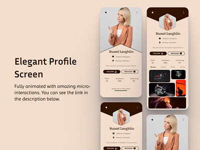 Profile Screen animation app design micro interactions ui ux