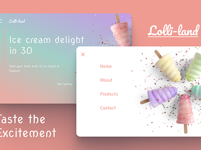 Lolli-land Landing page and menu animation app design micro interactions ui ux