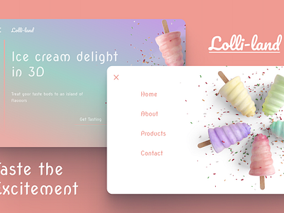 Lolli-land Landing page and menu