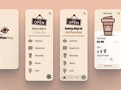Coffee Mug UI app branding design logo ui ux
