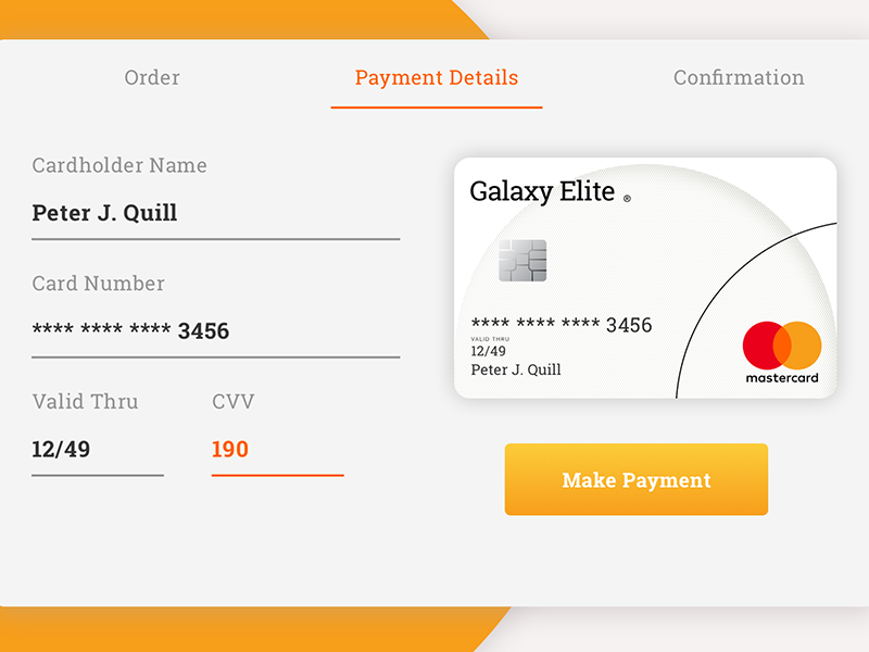 Card Payment Details Page by Kyle Holliday on Dribbble