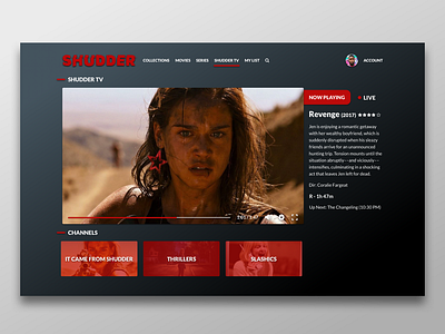 Shudder TV Redesign 2019 horror horror movies redesign shudder tv player video player web design