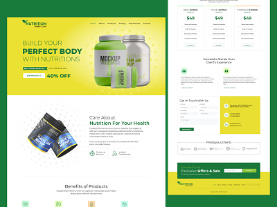 Nutrition & Supplements Product Website Design ui web design