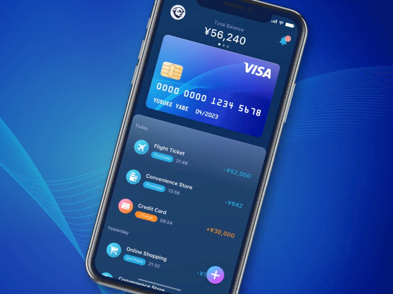Wallet App Concept Dark animation credit card financial fintech gif ios money payment ui visa wallet