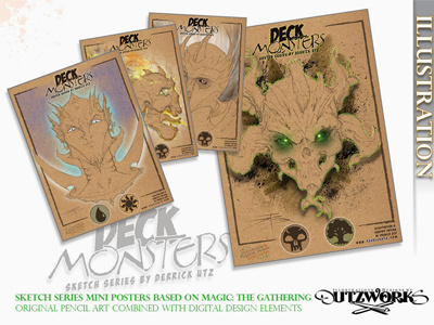 Derrick Utz - Deck Monsters Sketches card creature game graphic design hero illustration monster