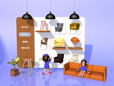 3d- Furniture Website 3d c4d furniture ui web webdesign