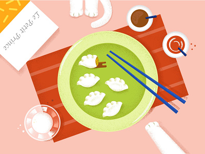 food-breakfest animal book cat color graphic illustration plat tableware
