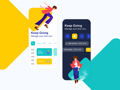 the application of time management app card color graphic illustration plat ui