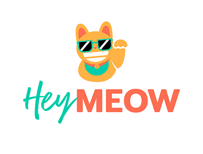 HeyMeow branding cat design fortune cat hey illustration logo logomark meow typography vector