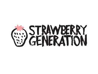 Strawberry Generation black branding design fruit generation grunge illustration logo logomark millenials pink strawberry typography vector youth