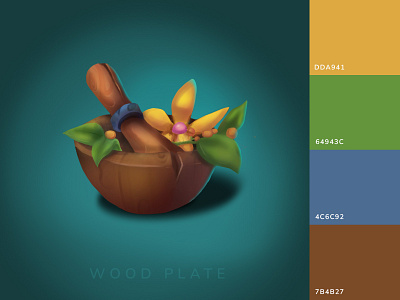 Wood Plate cg design flowers game game design game graphics graphic design illustration pallete plate