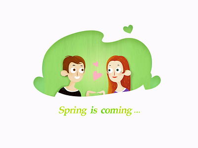 Spring green illustration love spring