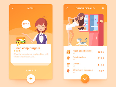 Take-out food APP and Illustration food illustration take-out