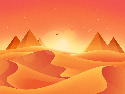 Desert Sunrise desert illustration light orange pyramid sunrise yellow