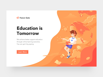Education Webpage and Illustration book cloud design education illustration logo orange student ui web whale